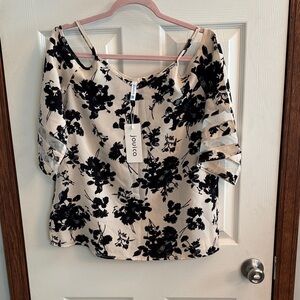 Jouica Black Floral Women's Blouse NWT